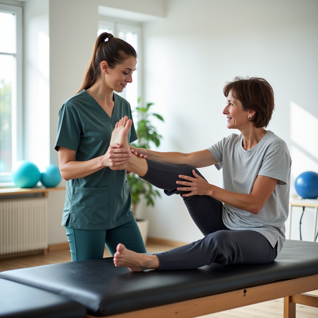 Riverbend physical therapist assisting a patient during treatment